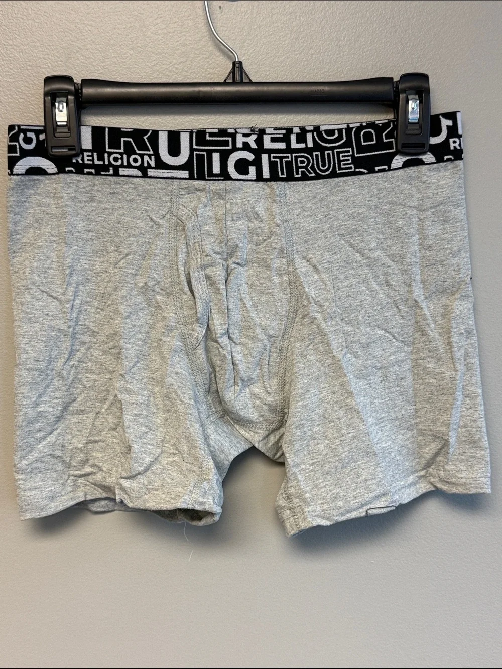 True Religion Men’s Boxer Briefs Medium 32-34 Gray Logo Waistband NWOT